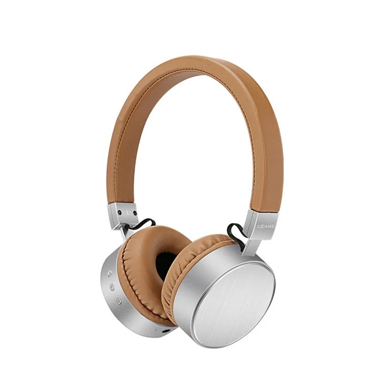 USAMS US-LH001 Over-Ear Wireless Bluetooth Headphone with Mic - Brown