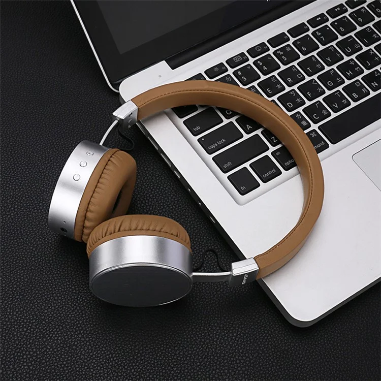 USAMS US-LH001 Over-Ear Wireless Bluetooth Headphone with Mic - Brown
