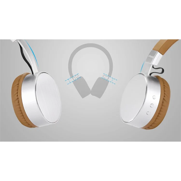 USAMS US-LH001 Over-Ear Wireless Bluetooth Headphone with Mic - Brown