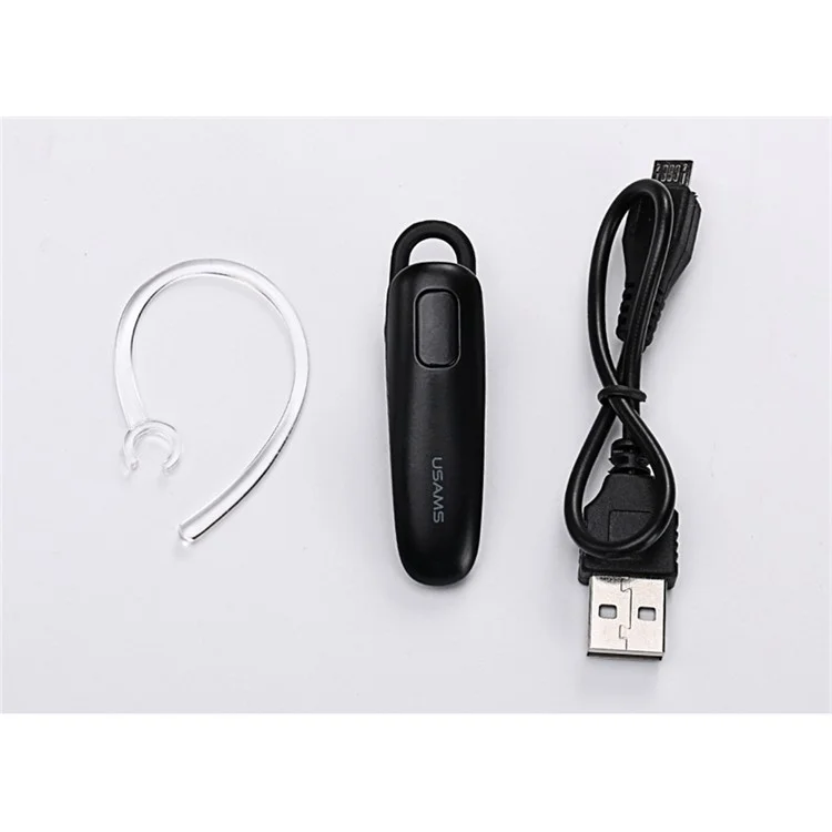 USAMS US-LK001 LK Series Single In-ear Bluetooth Earphone + Bluetooth Remote Shutter for iPhone Samsung - Black