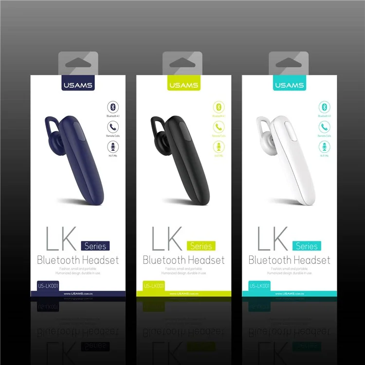 USAMS US-LK001 LK Series Single In-ear Bluetooth Earphone + Bluetooth Remote Shutter for iPhone Samsung - Black