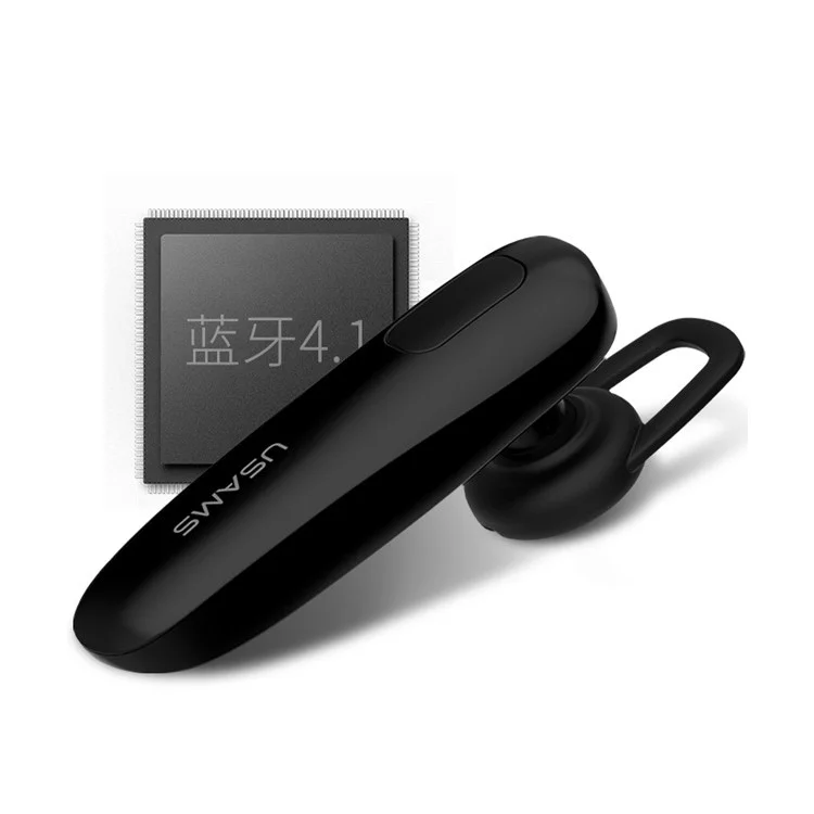 USAMS US-LK001 LK Series Single In-ear Bluetooth Earphone + Bluetooth Remote Shutter for iPhone Samsung - Black