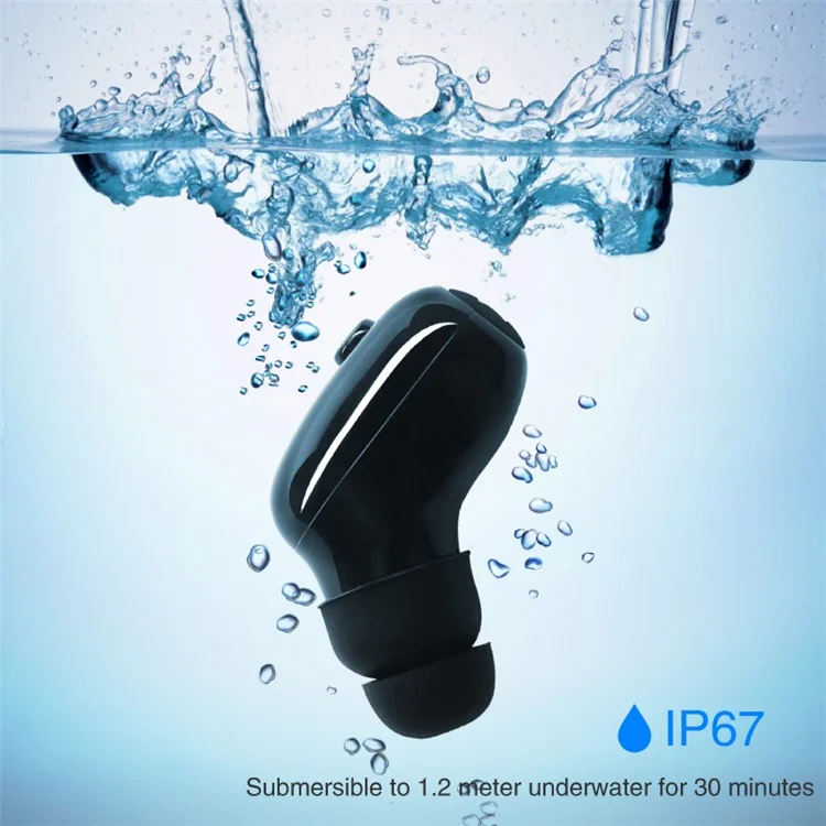 M760i Single Mini Bluetooth V4.2 In-ear IP67 Waterproof Earphone Active Noise Cancellation Earset - Jet Black