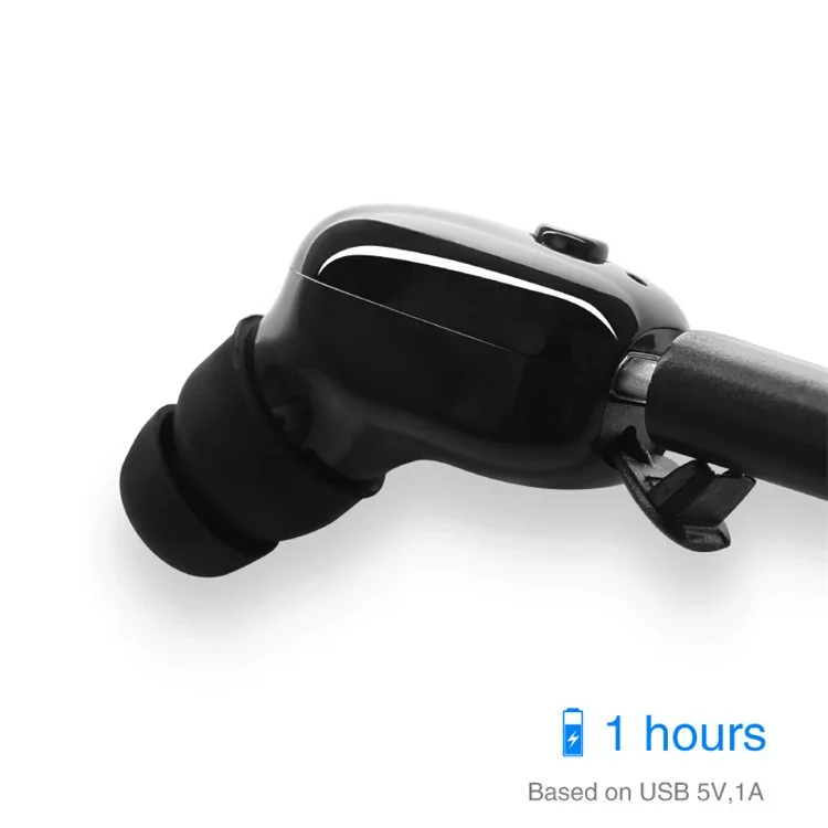 M760i Single Mini Bluetooth V4.2 In-ear IP67 Waterproof Earphone Active Noise Cancellation Earset - Jet Black