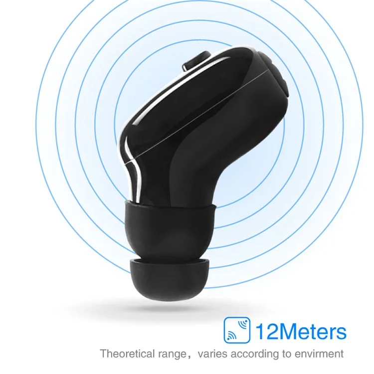M760i Single Mini Bluetooth V4.2 In-ear IP67 Waterproof Earphone Active Noise Cancellation Earset - Jet Black