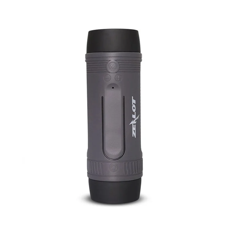 ZEALOT S1 Supporto per bici da esterno Altoparlante Bluetooth wireless impermeabile con torcia / Power Bank / funzioni TF / FM - Grigio