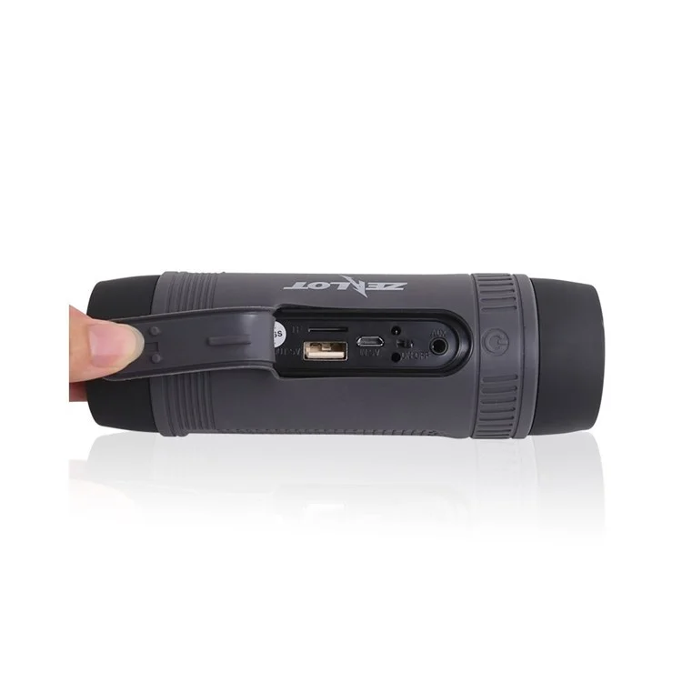ZEALOT S1 Supporto per bici da esterno Altoparlante Bluetooth wireless impermeabile con torcia / Power Bank / funzioni TF / FM - Grigio