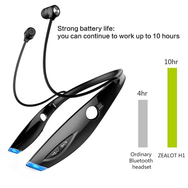 ZEALOT H1 Sport Bluetooth Wireless Neckband In-ear Stereo Surround Headset - Black