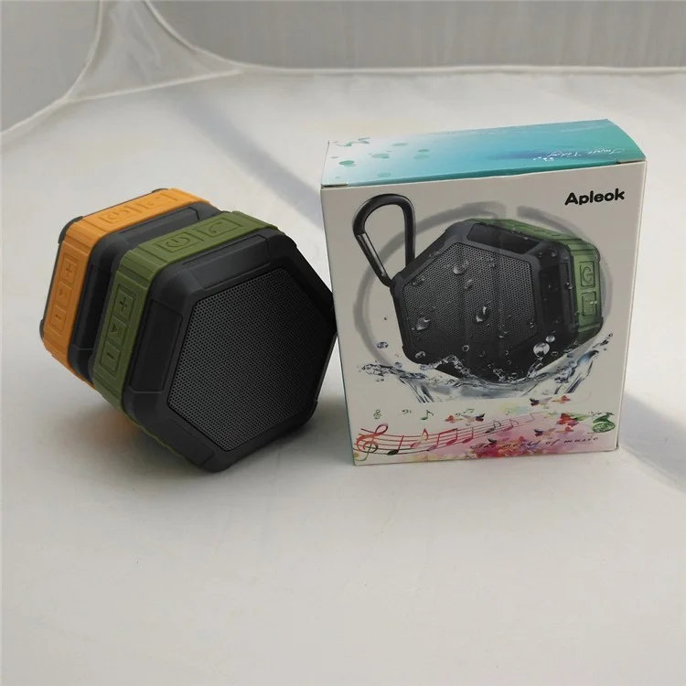 Hexagon Shape IP65 Waterproof Bluetooth Speaker with Microphone for iPhone Samsung Sony etc. - Black