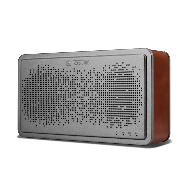 ICARER BS-221 Genuine Leather Coated Wireless Bluetooth Speaker for iPhone 7, Samsung S8 - Dark Brown