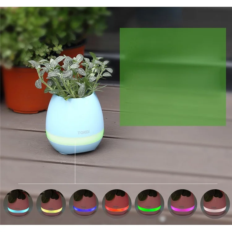 TOKQI 3-in-1 Bluetooth Speaker LED Night Light Smart Music Flowerpot Wireless Speaker - White