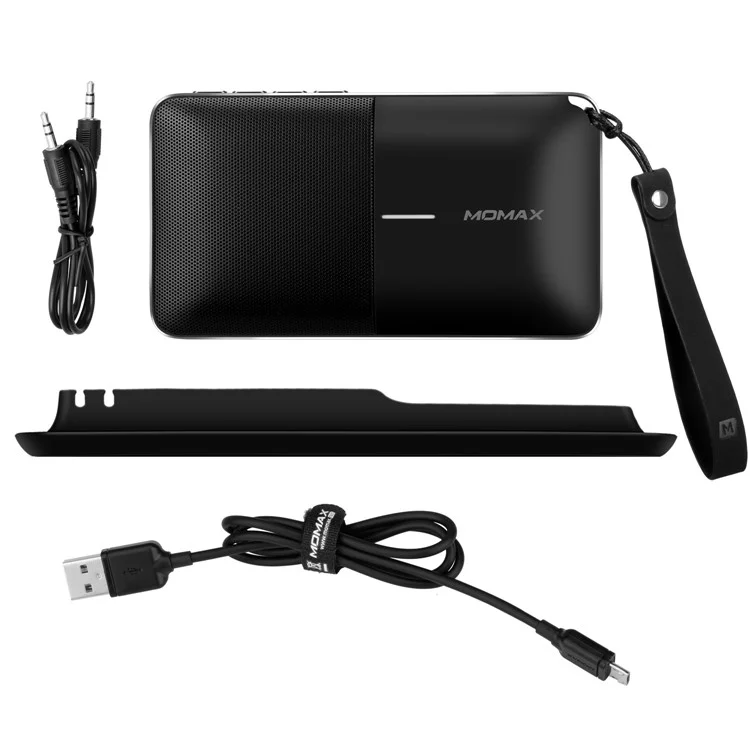 MOMAX ZONIC Mini 2-in-1 Bluetooth 4.0 Speaker and 6000mAh Power Bank with Stand Holder for iPhone, Samsung etc. - Black
