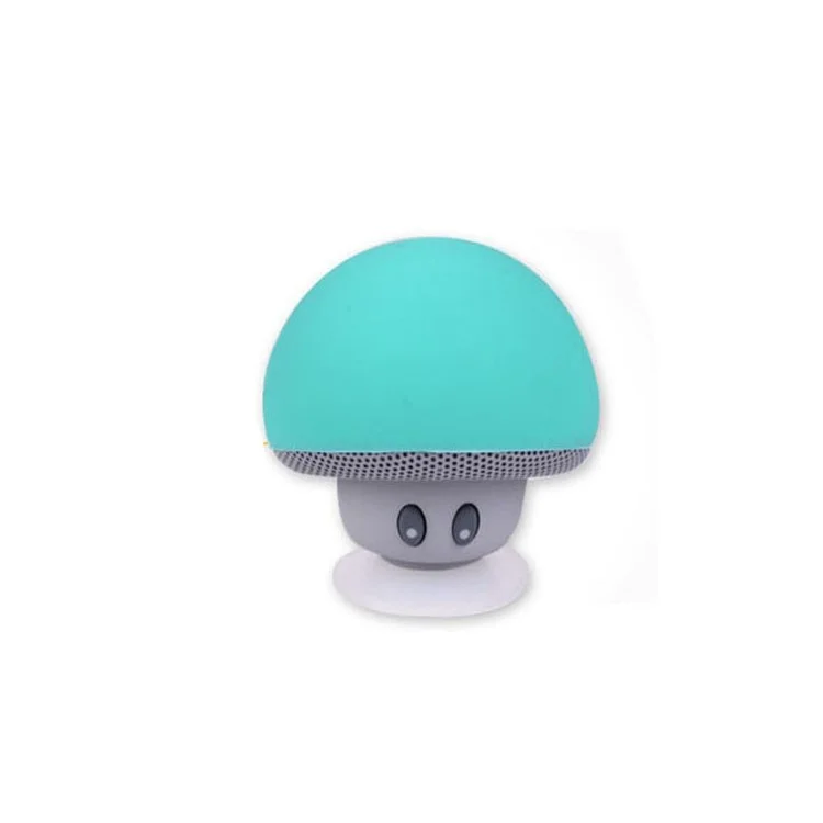 Mushroom Portable Bluetooth-compatible Wireless Stereo Speaker Mini Subwoofer with Suction Cup and Mic - Cyan