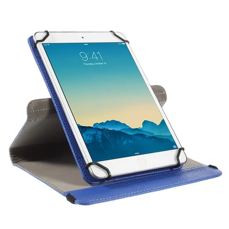 Rotary Stand Leather Cover for iPad Samsung Tablet PCs Retractable Size: 8 - 13.5cm(W), 15 - 20.3cm(L) - Dark Blue