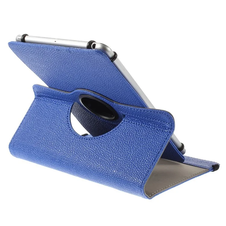 Rotary Stand Leather Cover for iPad Samsung Tablet PCs Retractable Size: 8 - 13.5cm(W), 15 - 20.3cm(L) - Dark Blue