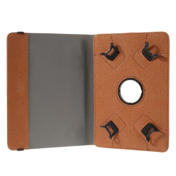 Rotary Stand Leather Cover for iPad Samsung Tablet PCs Retractable Size: 8 - 13.5cm(W), 15 - 20.3cm(L) - Brown