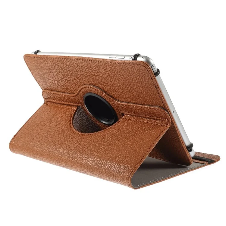 Rotary Stand Leather Cover for iPad Samsung Tablet PCs Retractable Size: 8 - 13.5cm(W), 15 - 20.3cm(L) - Brown