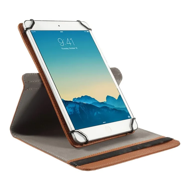 Rotary Stand Leather Cover for iPad Samsung Tablet PCs Retractable Size: 8 - 13.5cm(W), 15 - 20.3cm(L) - Brown