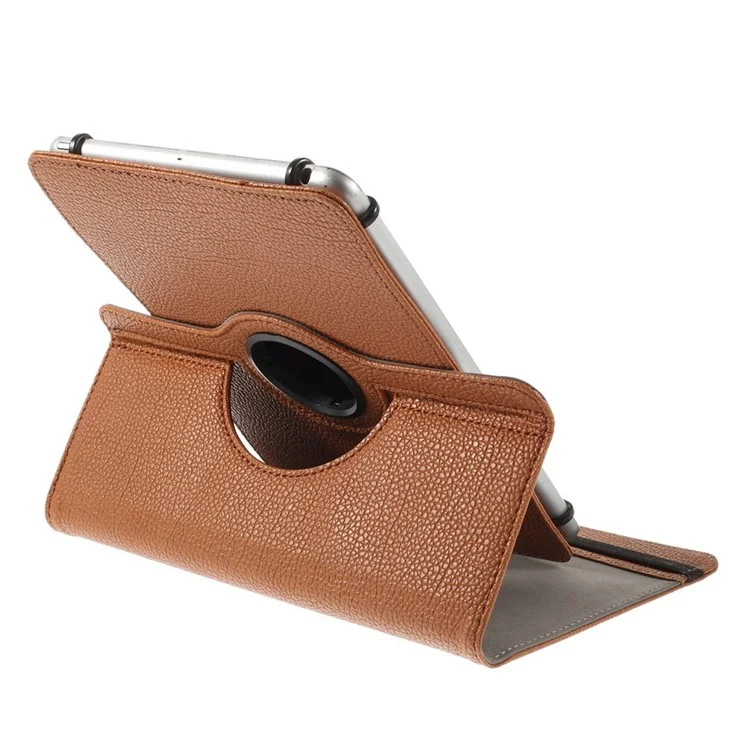 Rotary Stand Leather Cover for iPad Samsung Tablet PCs Retractable Size: 8 - 13.5cm(W), 15 - 20.3cm(L) - Brown