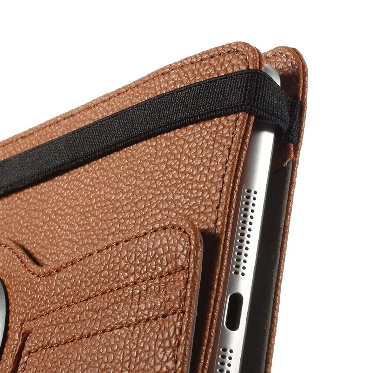 Rotary Stand Leather Cover for iPad Samsung Tablet PCs Retractable Size: 8 - 13.5cm(W), 15 - 20.3cm(L) - Brown