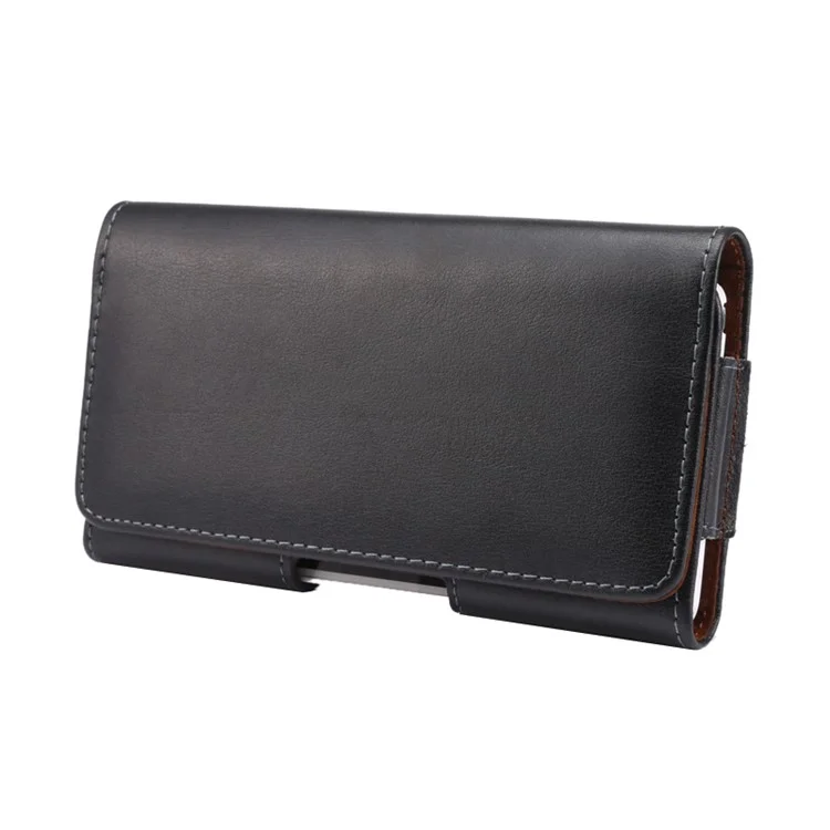 Genuine Leather Case Belt Clip Holster Pouch for iPhone Huawei Xiaomi Samsung Etc - Black