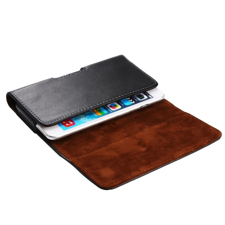 Custodia in Vera Pelle con Clip da Cintura per iPhone Huawei Xiaomi Samsung ecc. - Nero