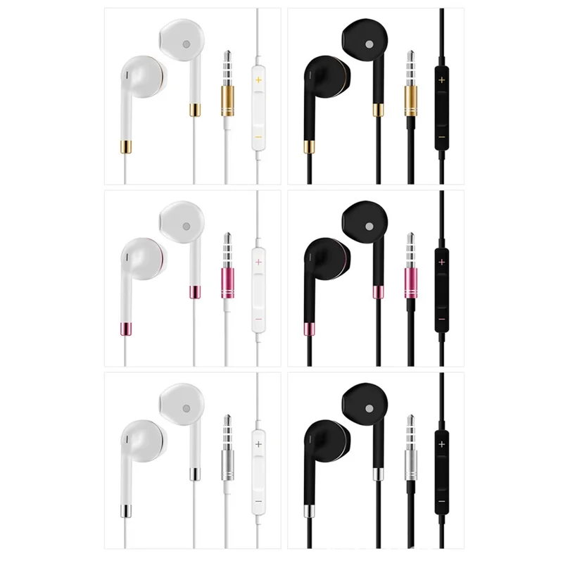 Universal 3.5mm Wired Mega Bass In-ear Headset with Mic for iPhone Samsung Huawei - Black + Silver Color