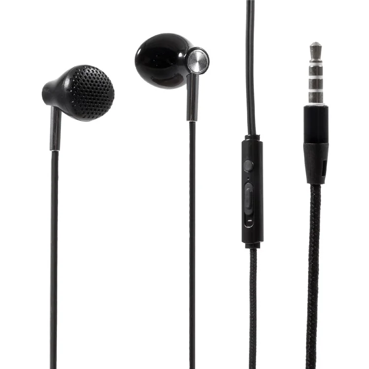UFEELING U26 In-ear 3.5mm Earphone Woven Cable with Mic Volume Control for iPhone Samsung - Black