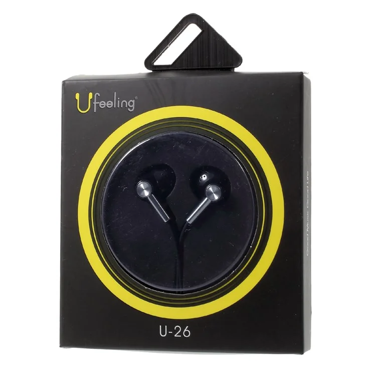 UFEELING U26 In-ear 3.5mm Earphone Woven Cable with Mic Volume Control for iPhone Samsung - Black