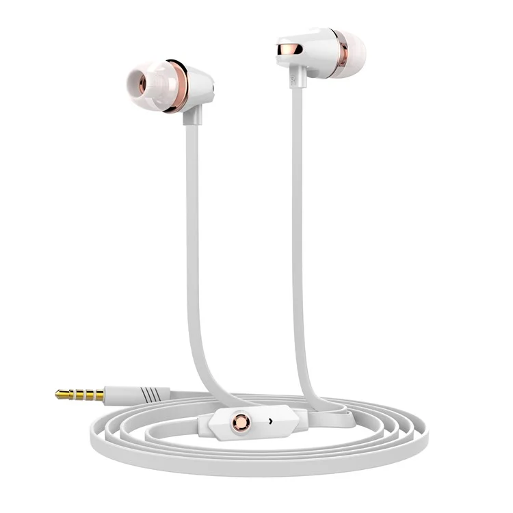 LANGSDOM JM23 3.5mm In-Ear Wired Headphone Earphone with Microphone for iPhone Samsung LG - Rose Gold Color