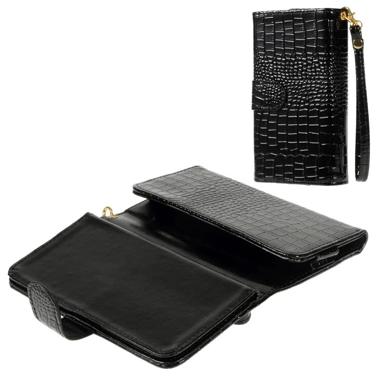 Wallet Style Crocodile Grain Leather Cover for iPhone 7 6s / 6, Size: 140 x 68mm - Black