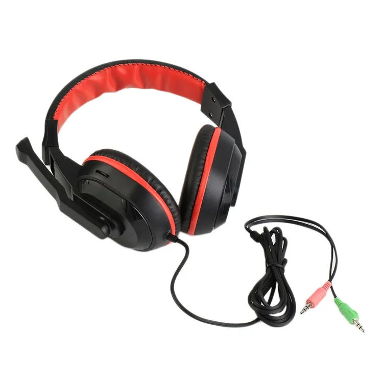 ZC765501 3.5mm Adjustable Gaming Headphones Stereo Noise-canceling Computer Headset - Red