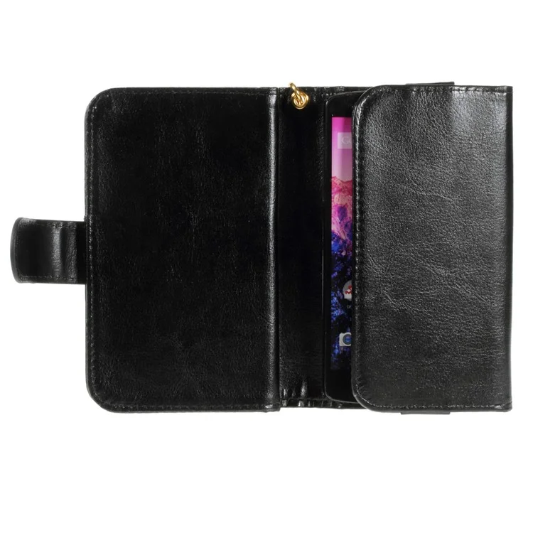 Universal Leather Wallet Purse Case for iPhone 6s 6 / Galaxy S6 / HTC One M9, Size: 145 x 75mm - Black