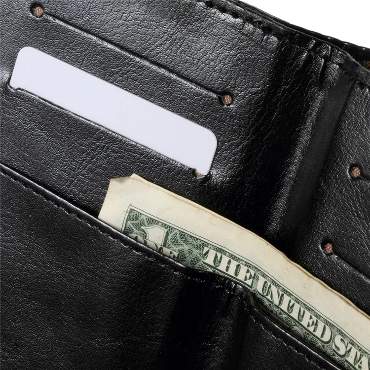 Universal Leather Wallet Purse Case for iPhone 6s 6 / Galaxy S6 / HTC One M9, Size: 145 x 75mm - Black