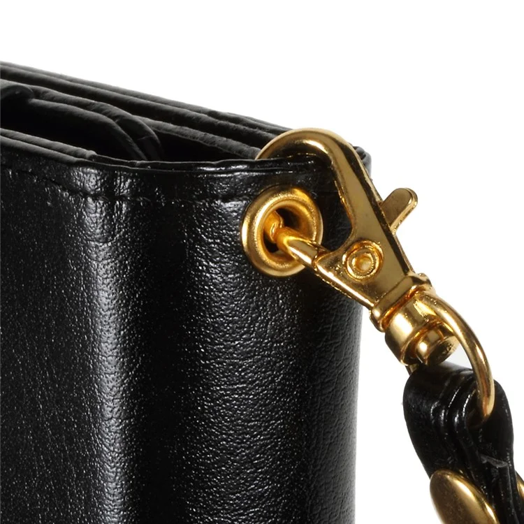 Universal Leather Wallet Purse Case for iPhone 6s 6 / Galaxy S6 / HTC One M9, Size: 145 x 75mm - Black