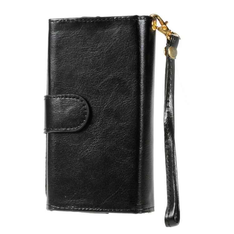 Universal Leather Wallet Purse Case for iPhone 6s 6 / Galaxy S6 / HTC One M9, Size: 145 x 75mm - Black