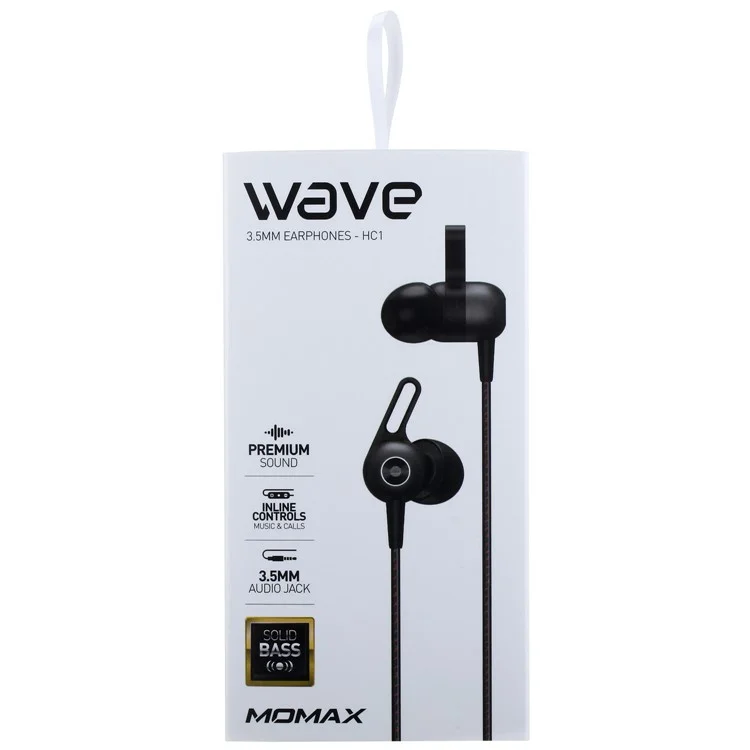 MOMAX Wave Series 3.5mm In-ear Earhook Sports Headset Earphone with Microphone - Black