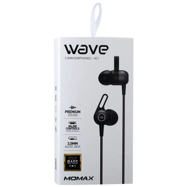 MOMAX Wave Series 3.5mm In-ear Earhook Sports Headset Earphone with Microphone - Black