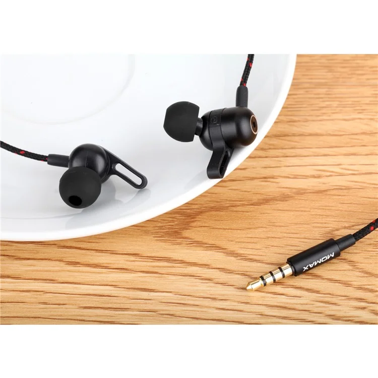 MOMAX Wave Series 3.5mm In-ear Earhook Sports Headset Earphone with Microphone - Black