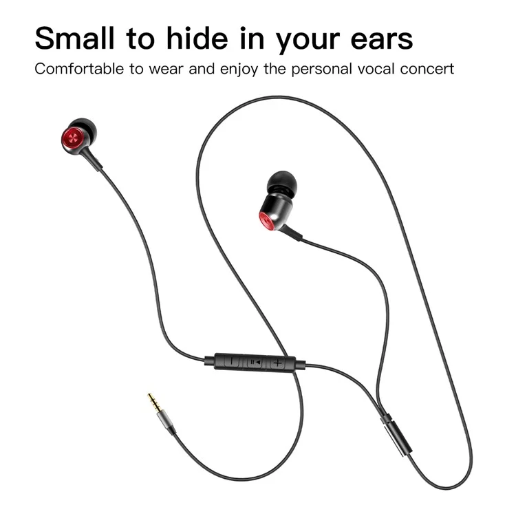 BASEUS Encok H02 3.5mm Wired Control In-ear Earphone with Mic for iPhone Samsung - Black