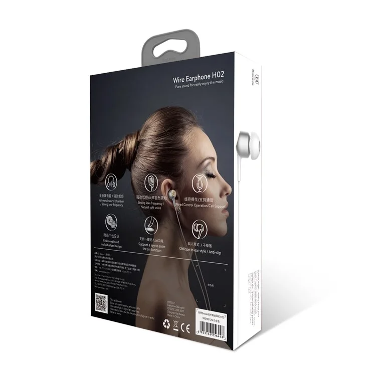 BASEUS Encok H02 3.5mm In-ear Earphone Headset with Mic Volume Control for iPhone Samsung - White