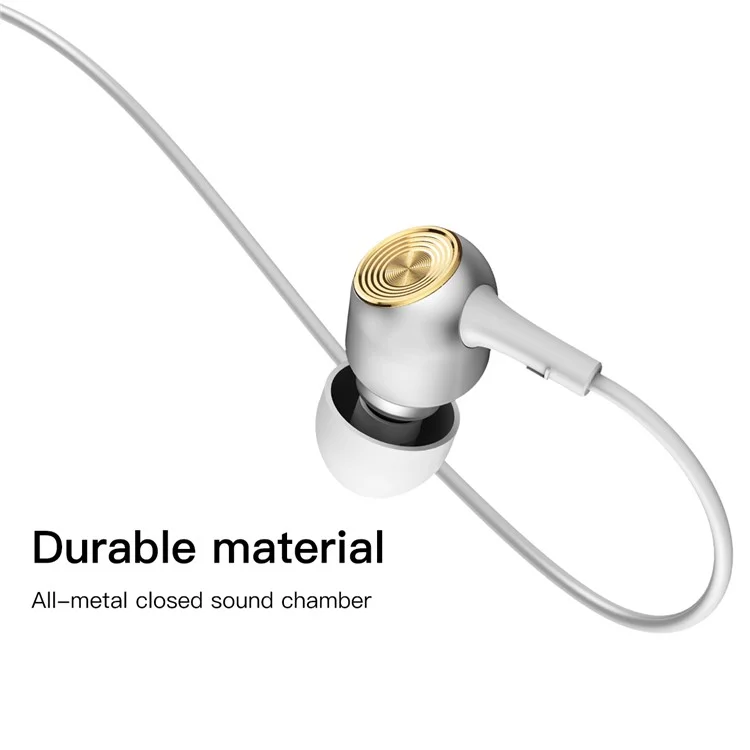 BASEUS Encok H02 3.5mm In-ear Earphone Headset with Mic Volume Control for iPhone Samsung - White