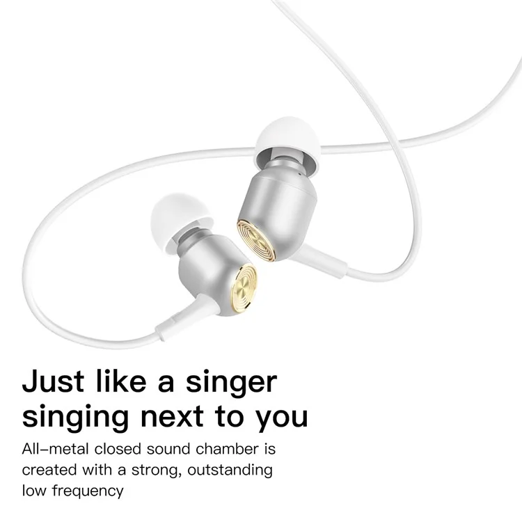 BASEUS Encok H02 3.5mm In-ear Earphone Headset with Mic Volume Control for iPhone Samsung - White