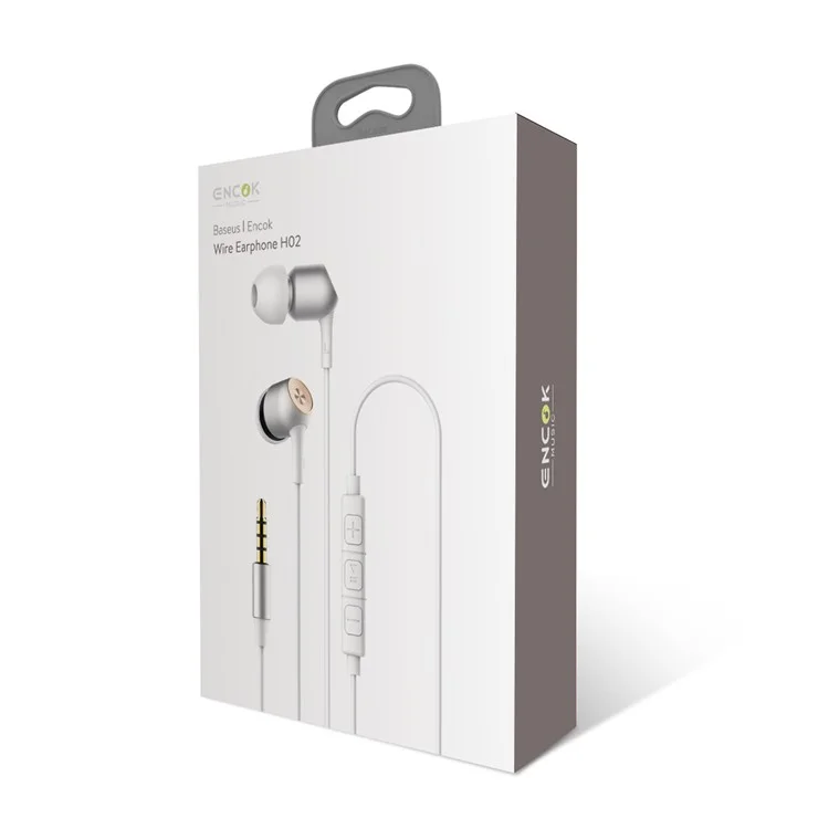 BASEUS Encok H02 3.5mm In-ear Earphone Headset with Mic Volume Control for iPhone Samsung - White