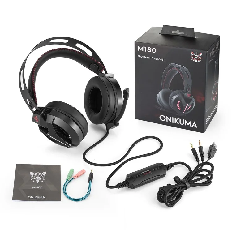 ONIKUMA M180 3.5mm Stereo Gaming Headset Over Ear Headphones with Microphone - Black