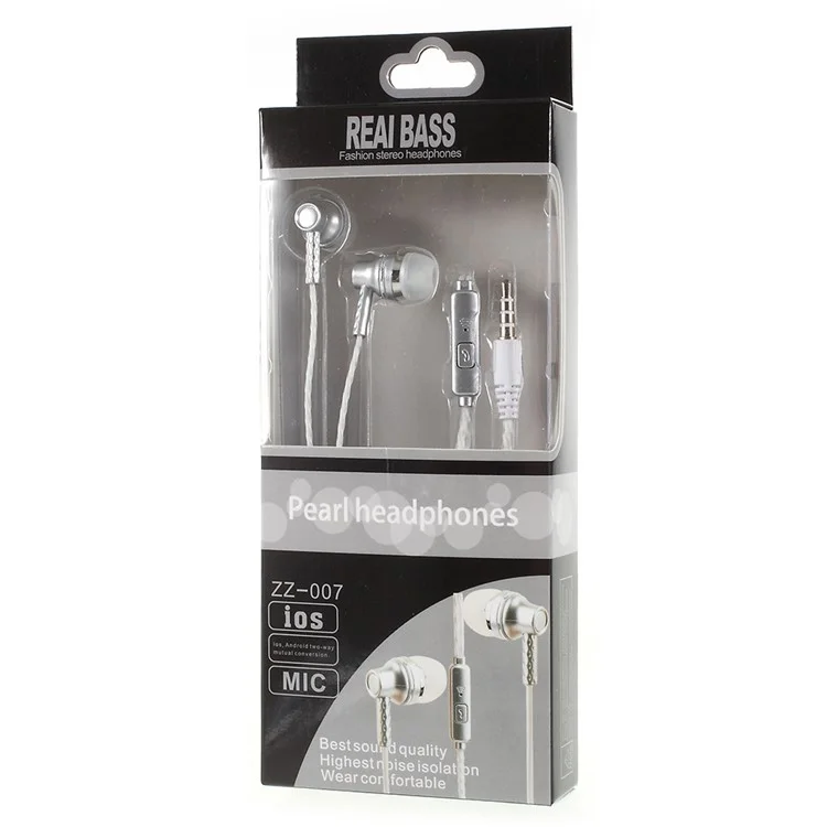 007 3.5mm In-ear Headset Earphone with Microphone for iPhone Samsung Huawei - Black