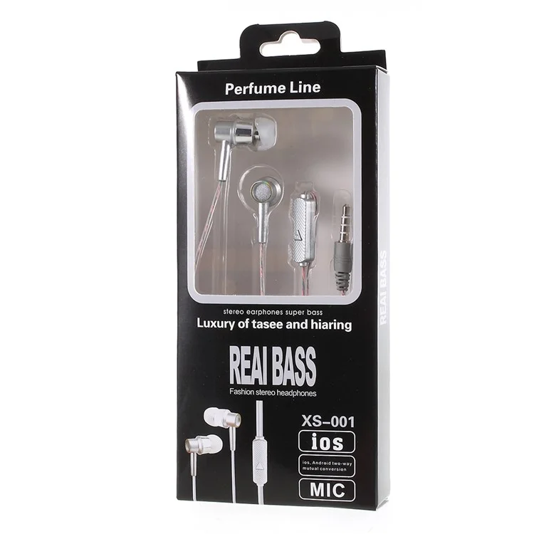 XS-001 3.5mm In-ear Headset Earphone with Mic for iPhone Samsung Huawei - Grey