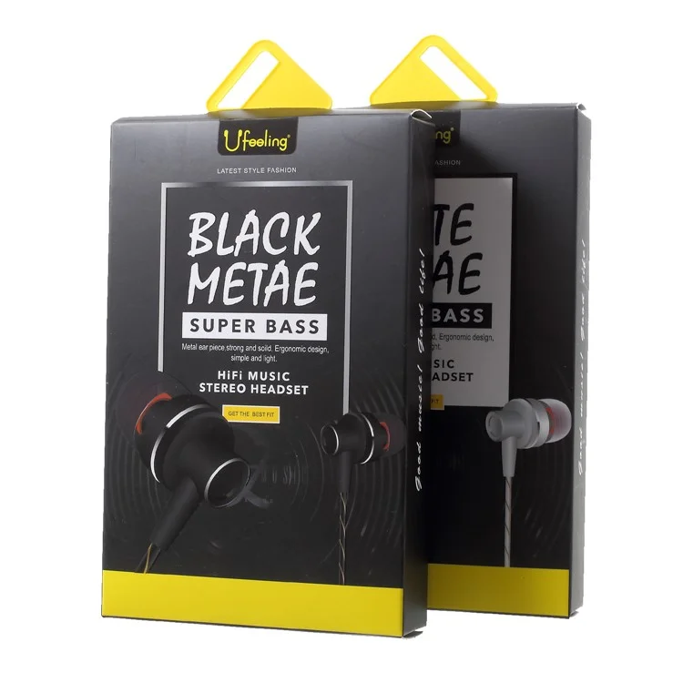 UFEELING U-27 1.2m 3.5mm In-ear Headset Build-in Microphone for iPhone iPad Samsung - Black