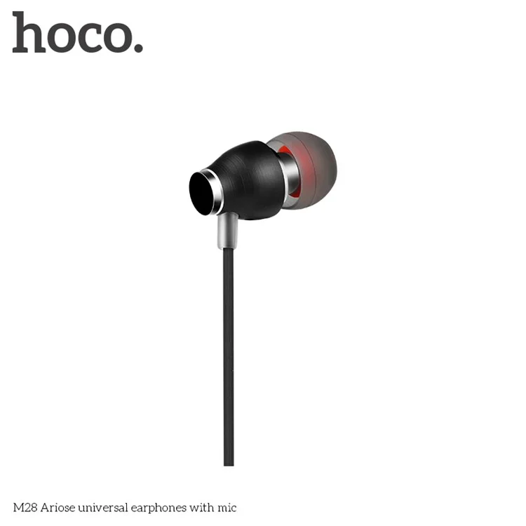 HOCO M28 Ariose Universal 3.5mm Wired In-ear Headphone with Mic for iPhone Samsung - Black