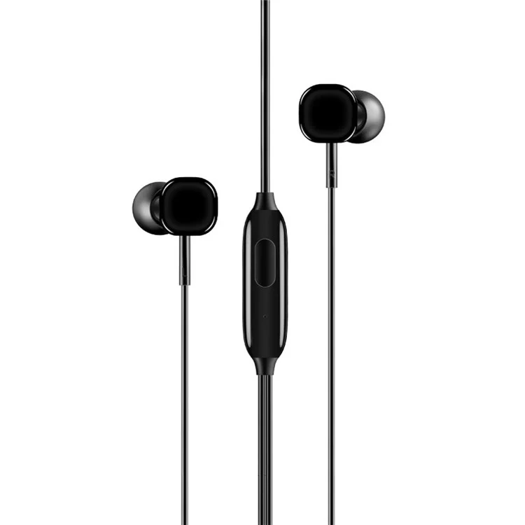 USAMS EP-21 Wired Control In-ear Earphone Stereo Headphone with Mic for iPhone Samsung Huawei – Black